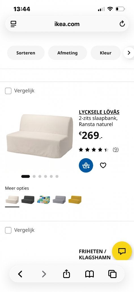 Slaapbank van Ikea, Ophalen, Tweepersoons, Zo goed als nieuw, Rechte bank