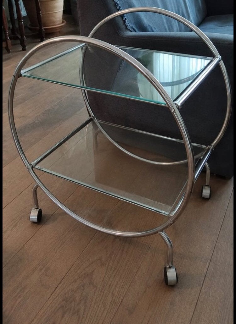 Antiek theewagen vandaag of morgen ophalen lees advertentie, Huis en Inrichting, Ophalen, 50 tot 100 cm, Rechthoekig, Glas
