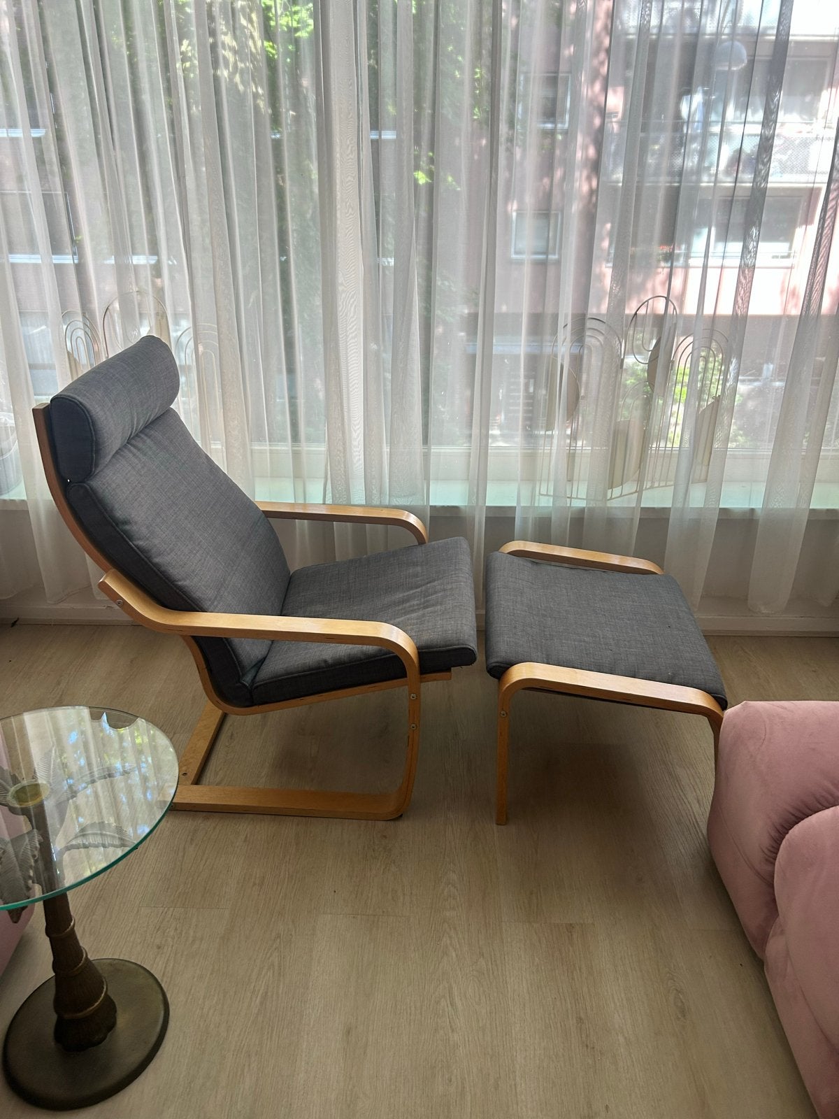 Comfortabele fauteuil met voetenbank poang ikea, Ophalen, 75 tot 100 cm, Zo goed als nieuw, 50 tot 75 cm