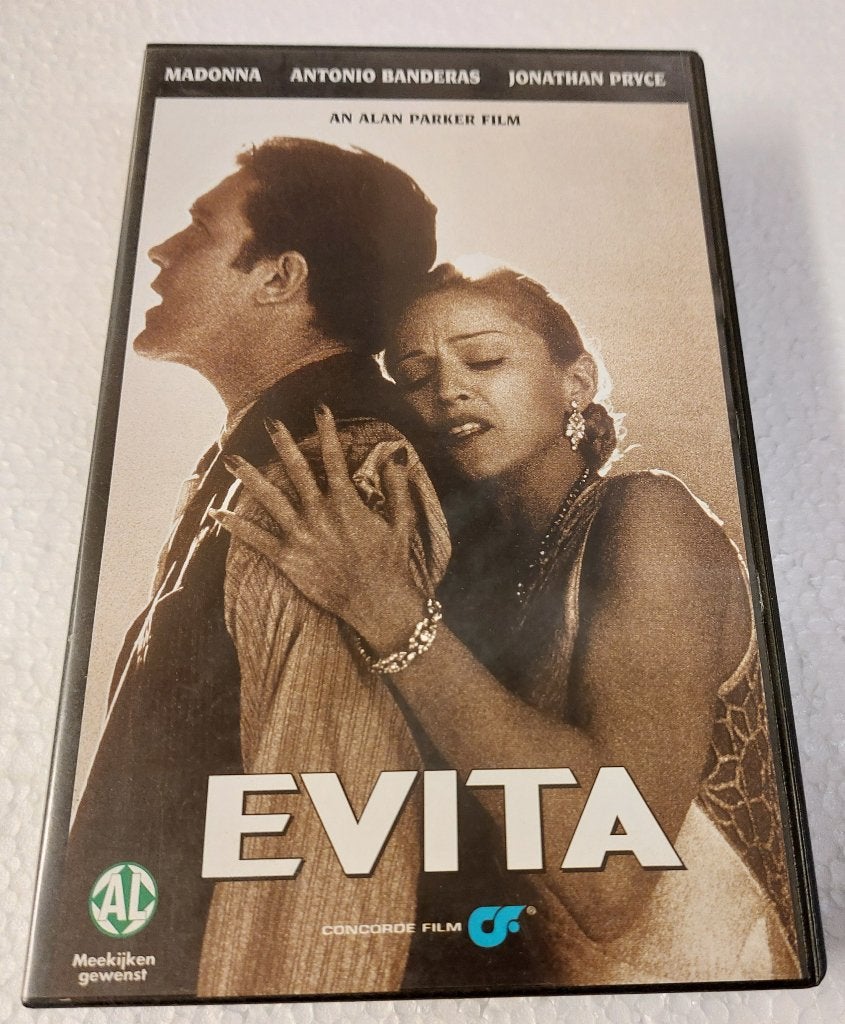 Madonna VIDEO VHS Evita ORIGINEEL 1996 Nederlands, Muziek, Gebruikt, Alle leeftijden, Ophalen of Verzenden
