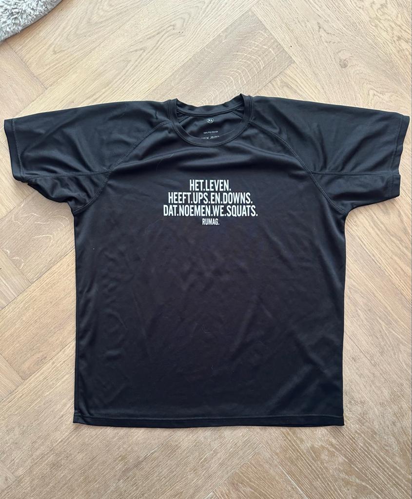 Rumag Sportshirt met Leuke Tekst - Maat XL, Ophalen of Verzenden, Zo goed als nieuw, Maat 56/58 (XL), Zwart