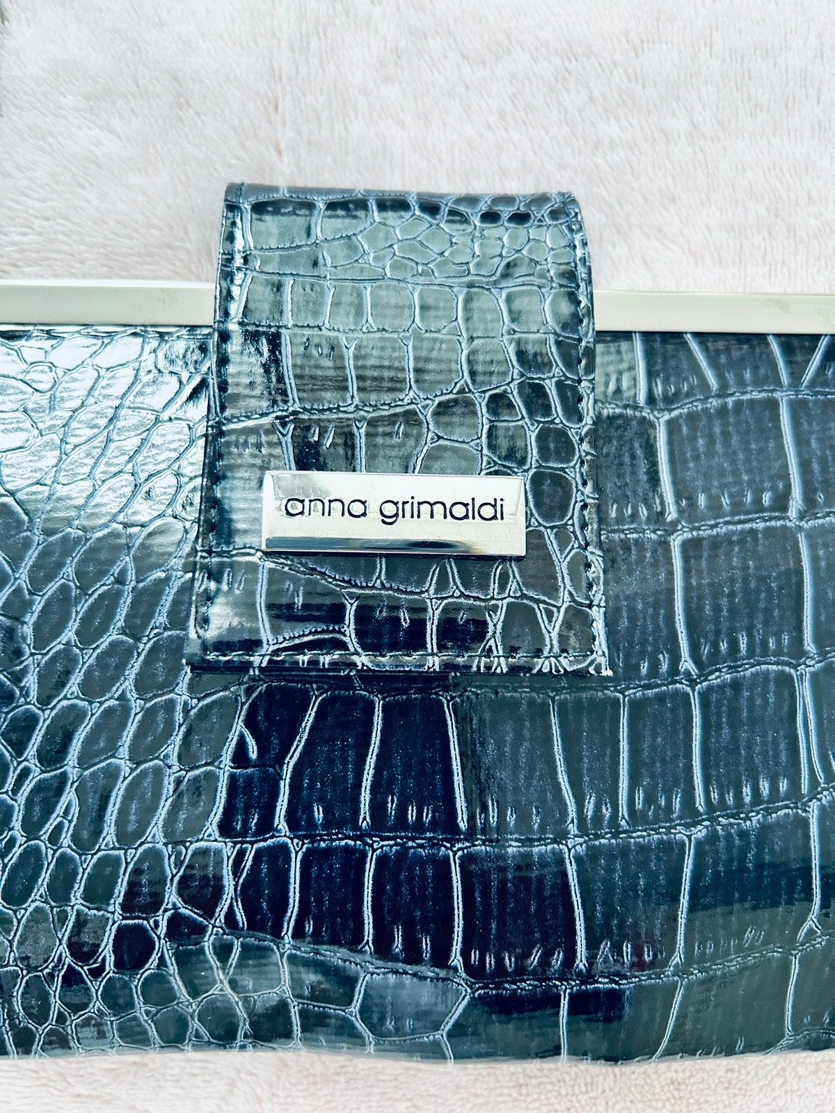Anna Grimaldi Tasje Avondtas Clutch Donkerblauw Als nieuw, Ophalen of Verzenden, Zo goed als nieuw, Blauw, Avondtasje