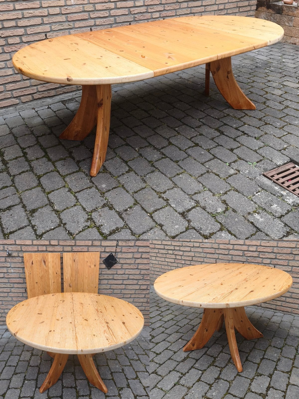 Grote Deense vintage uitschuifbare eettafel demontabel, Ophalen, Gebruikt, Grenenhout
