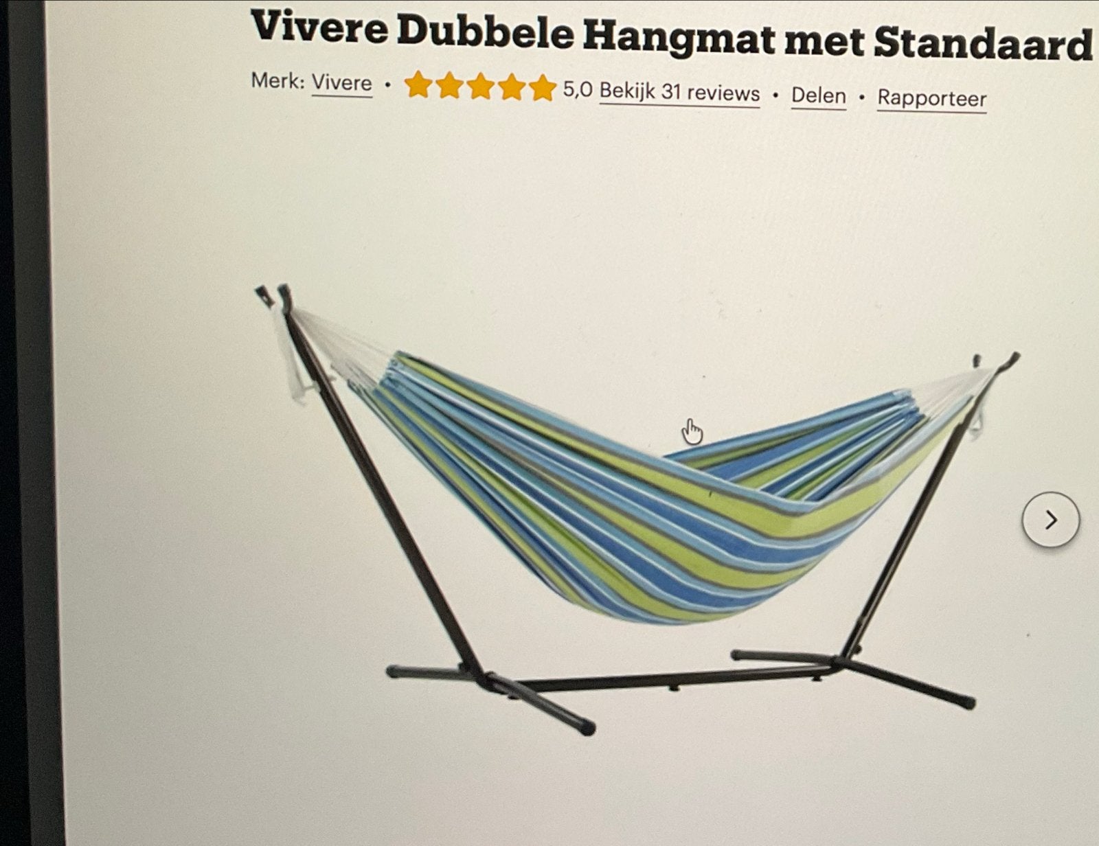 Vivere Dubbele Hangmat met Standaard, Tuin en Terras, Ophalen, Binnen, Meerpersoons, Zo goed als nieuw