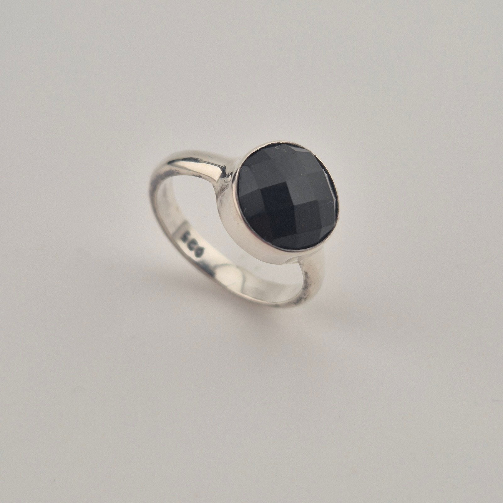 Vintage 925 Sterling Zilveren Ring met Onyx | AD94, Verzenden, Kleiner dan 17, Dame, Zilver