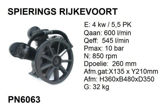 Compressorpomp 5,5PK 600 l/min gietijzer compressorblok pomp, Niet ingevuld, Niet ingevuld, Nieuw, Niet ingevuld