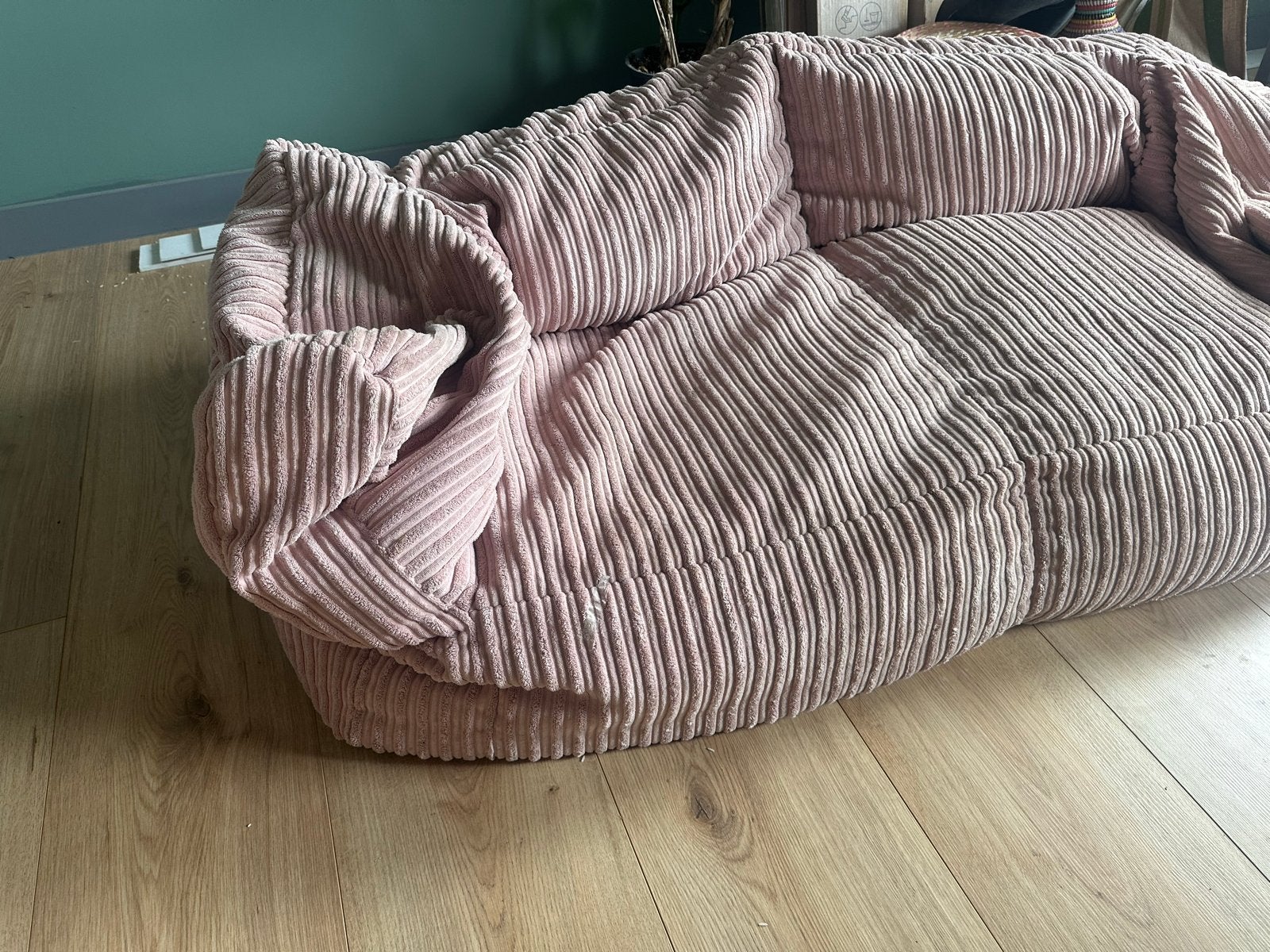 Loungepug kinder zitzak bank - Roze Ribstof, Ophalen, Gebruikt, Roze, Zitzak