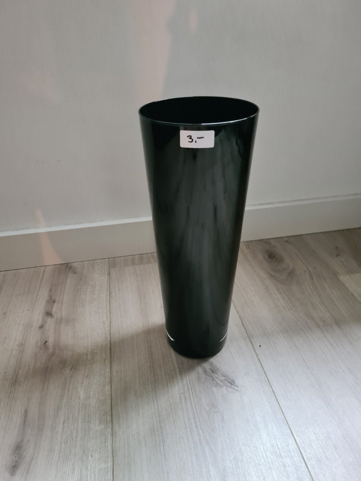 Zwarte glazen vaas - 40 cm hoog, 15 cm diameter, Huis en Inrichting, Woonaccessoires | Vazen, Ophalen, Zwart, 40 cm, Glas