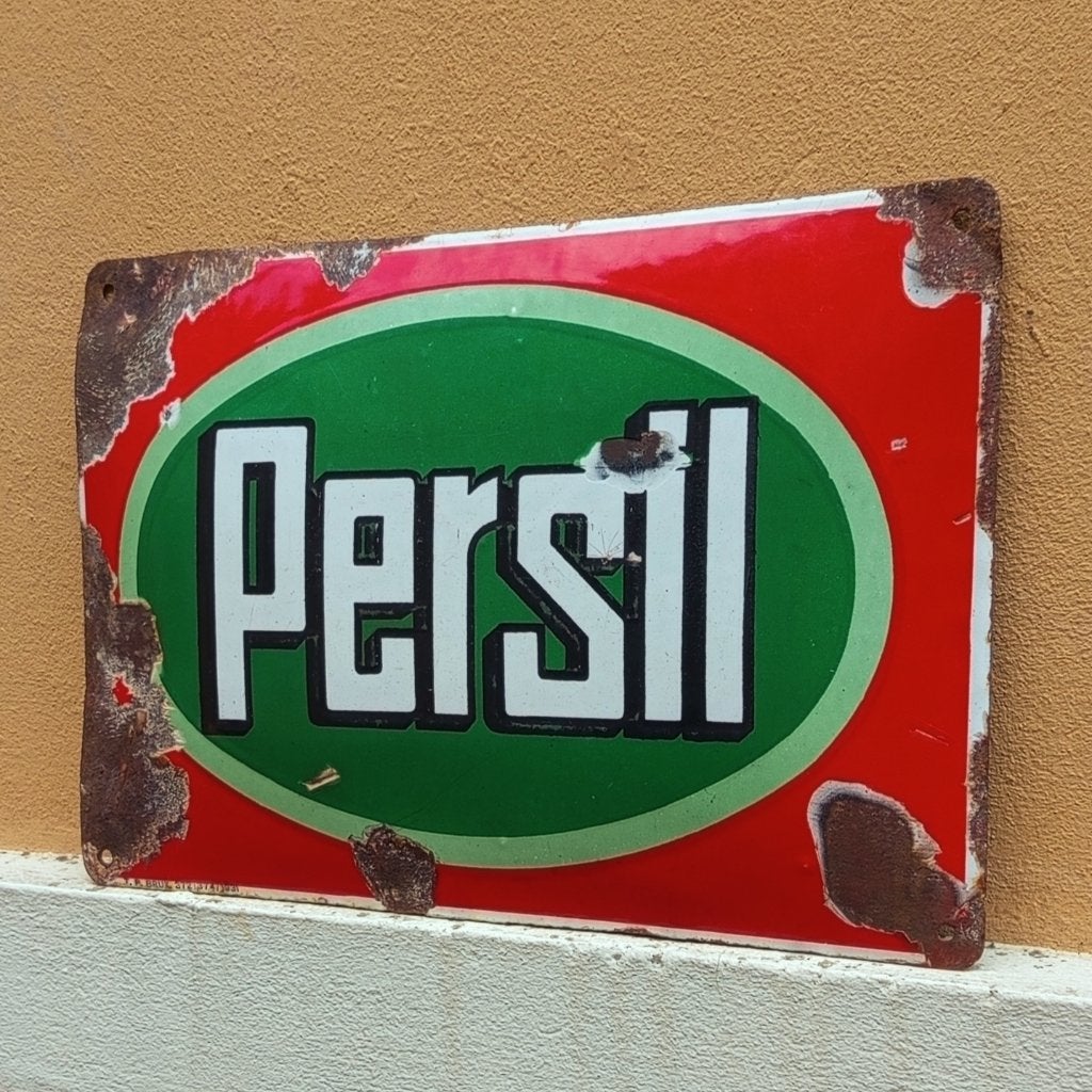 Emaille Reclamebord PERSIL 1931 Vintage Antiek Koekelberg, Verzamelen, Verzenden, Gebruikt, Reclamebord