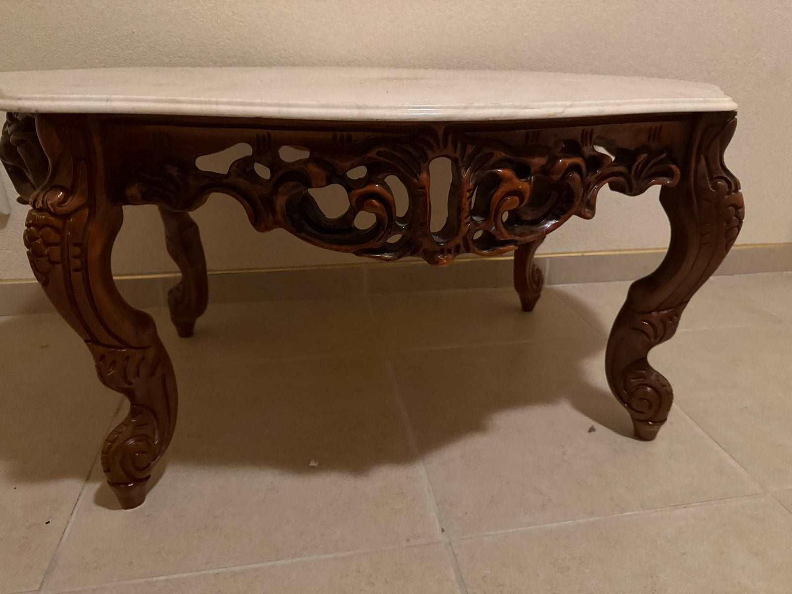 klassieke salontafel in Barok/Lodewijk XV-stijl marmeren bla, Ophalen of Verzenden