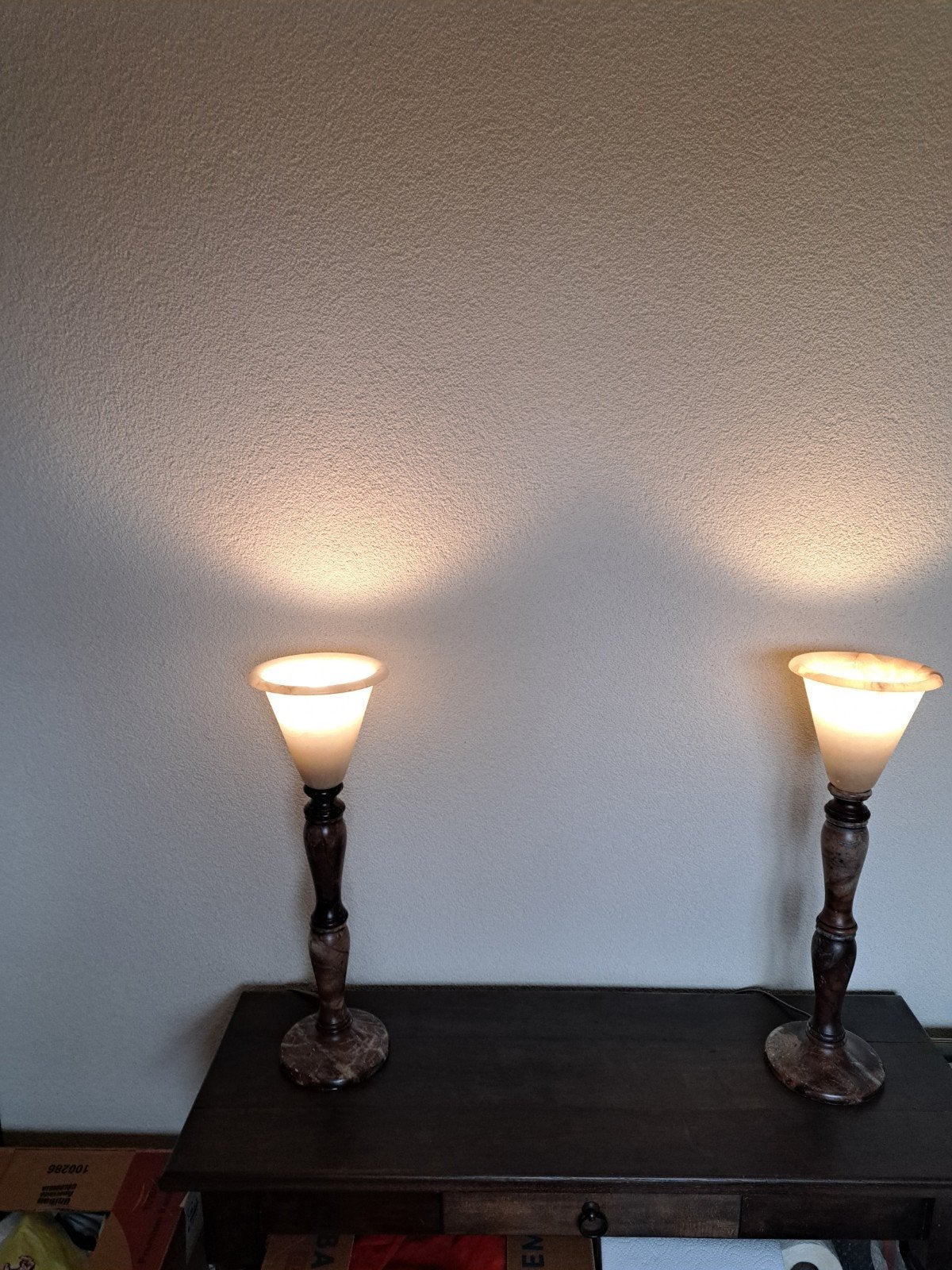 SCHEMERLAMPEN 2 STUKS ZGAN ALBAST, Ophalen of Verzenden, Art deco