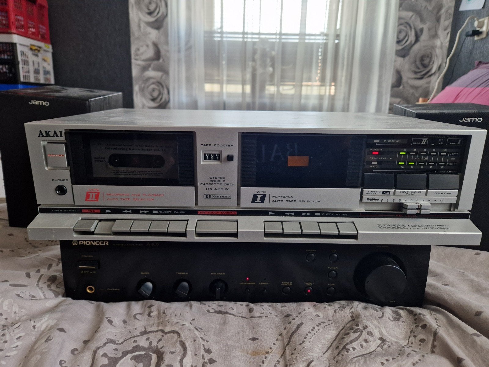 Akai HX-A351W Stereo Dubbel Cassettedeck met Dolby System, Ophalen, Dubbel, Akai, High speed dubbing