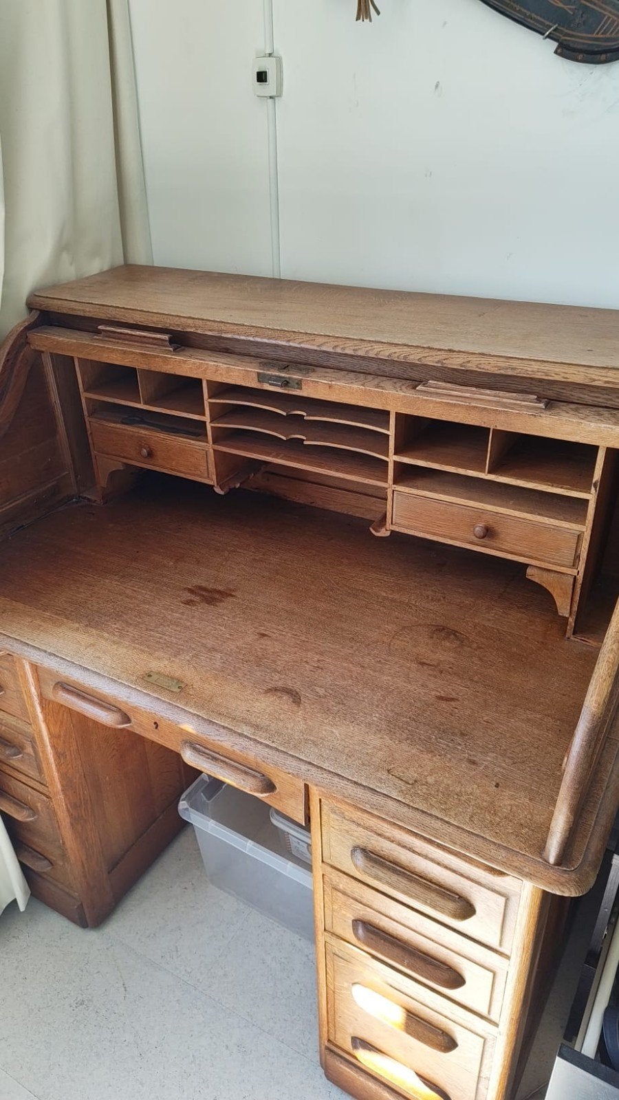 Antiek rolluikbureau eikenhout, Ophalen