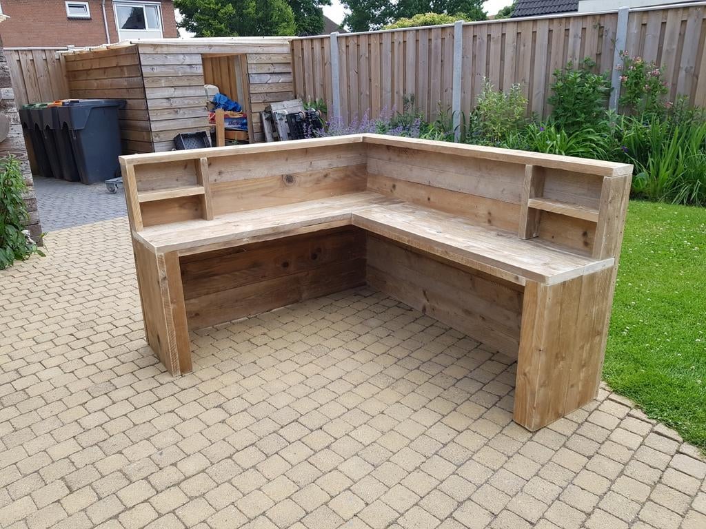 Kinder hoekbureau steigerhout, Ophalen, Nieuw