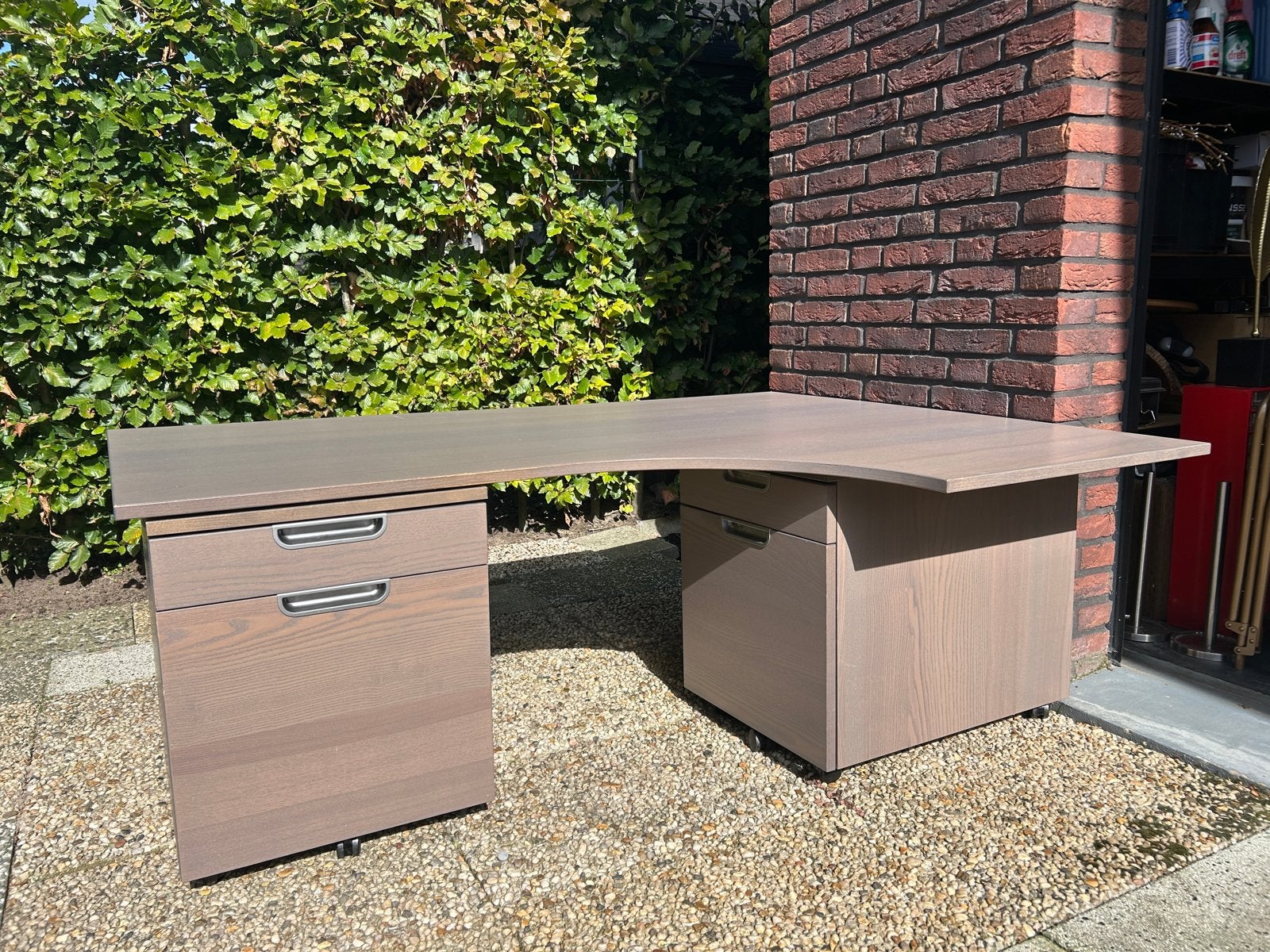 IKEA GALANT hoekbureau met 2x ladeblok op wielen, Ophalen, Gebruikt, 120 cm, Met lades
