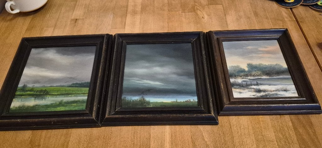 3 schilderijen Jan Michielsen (1939 - 2010), Origineel werk, Overige ondergronden, Ophalen of Verzenden, Landschap