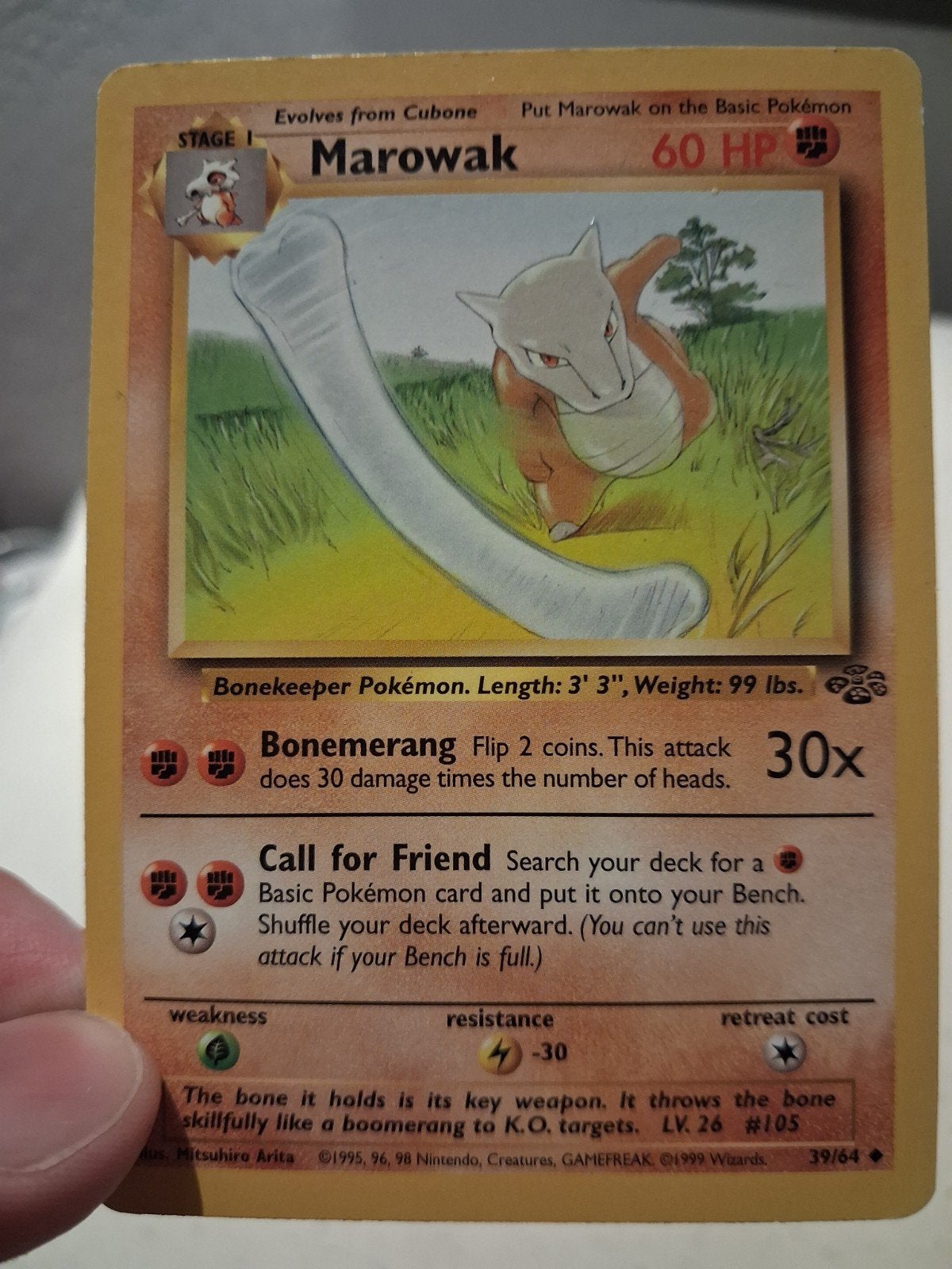 Marowak Pokémon kaart (39/64) - Jungle Set, Ophalen of Verzenden, Gebruikt, Losse kaart