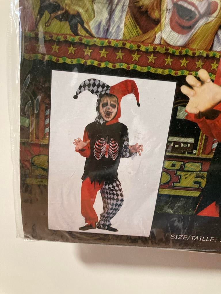 Joker / Harlequin Kostuum Halloween maat 110/116, Kinderen en Baby's, Carnavalskleding en Verkleedspullen, Ophalen of Verzenden