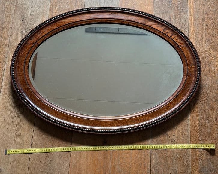 Spiegel (antiek, met houten lijst), Ophalen, Ovaal, 50 tot 100 cm, Minder dan 100 cm