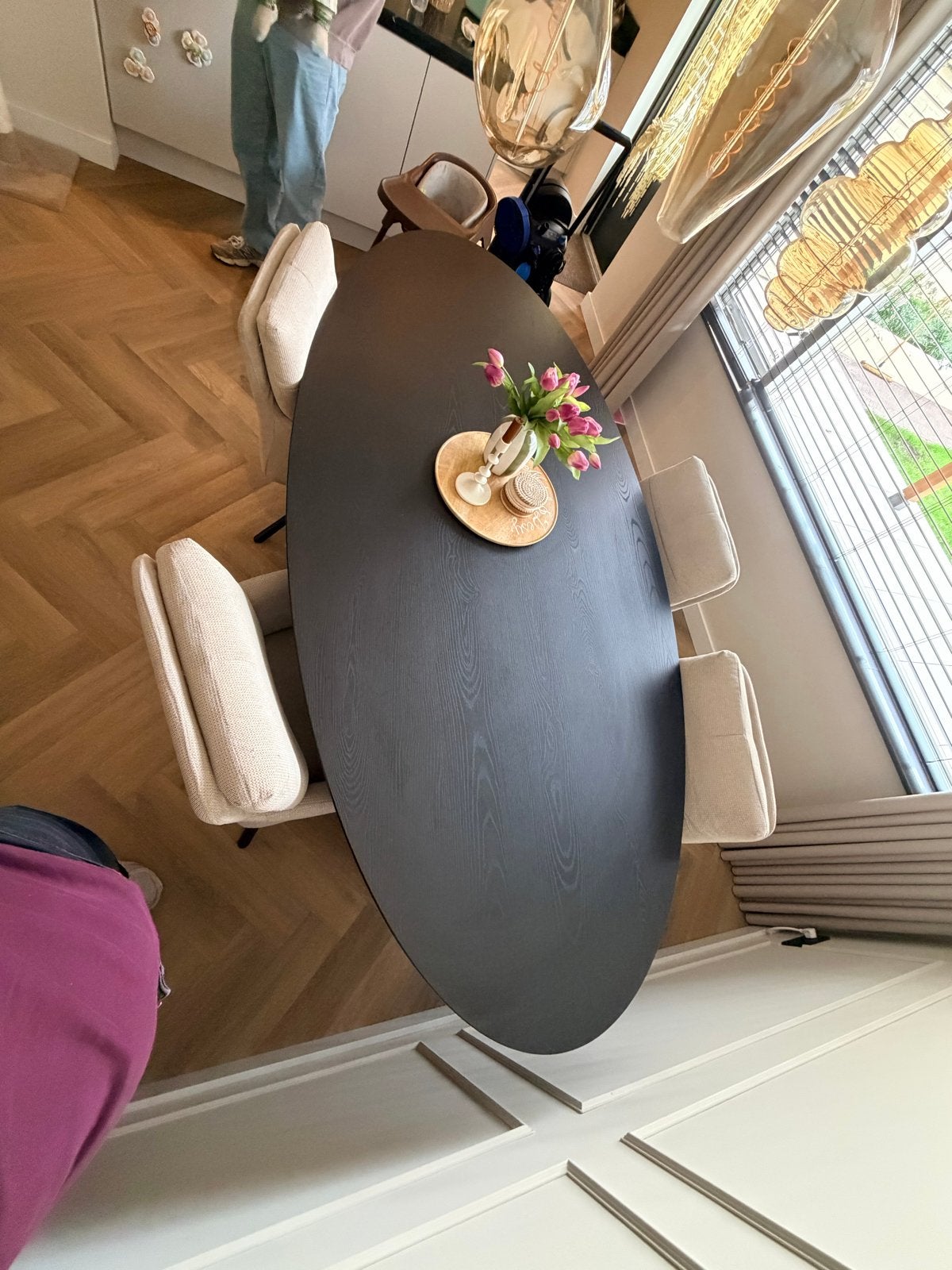 Ovale eettafel 240x110 cm, Huis en Inrichting, Ophalen, Kunststof, Gebruikt, 100 tot 150 cm