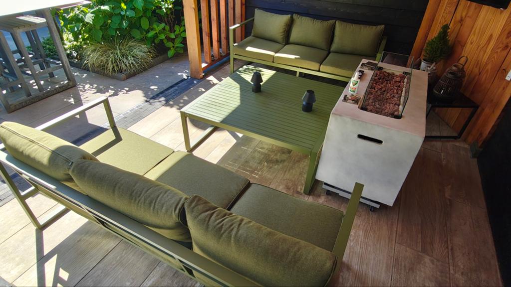 Mooie aluminium loungeset olijf groen., Ophalen, Nieuw, Aluminium