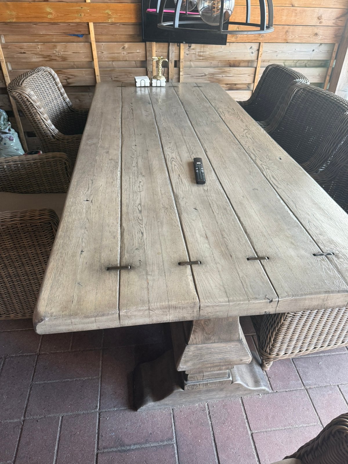 Robuuste hardhouten kloostertafel, Ophalen, Zo goed als nieuw, Rechthoekig, Hout