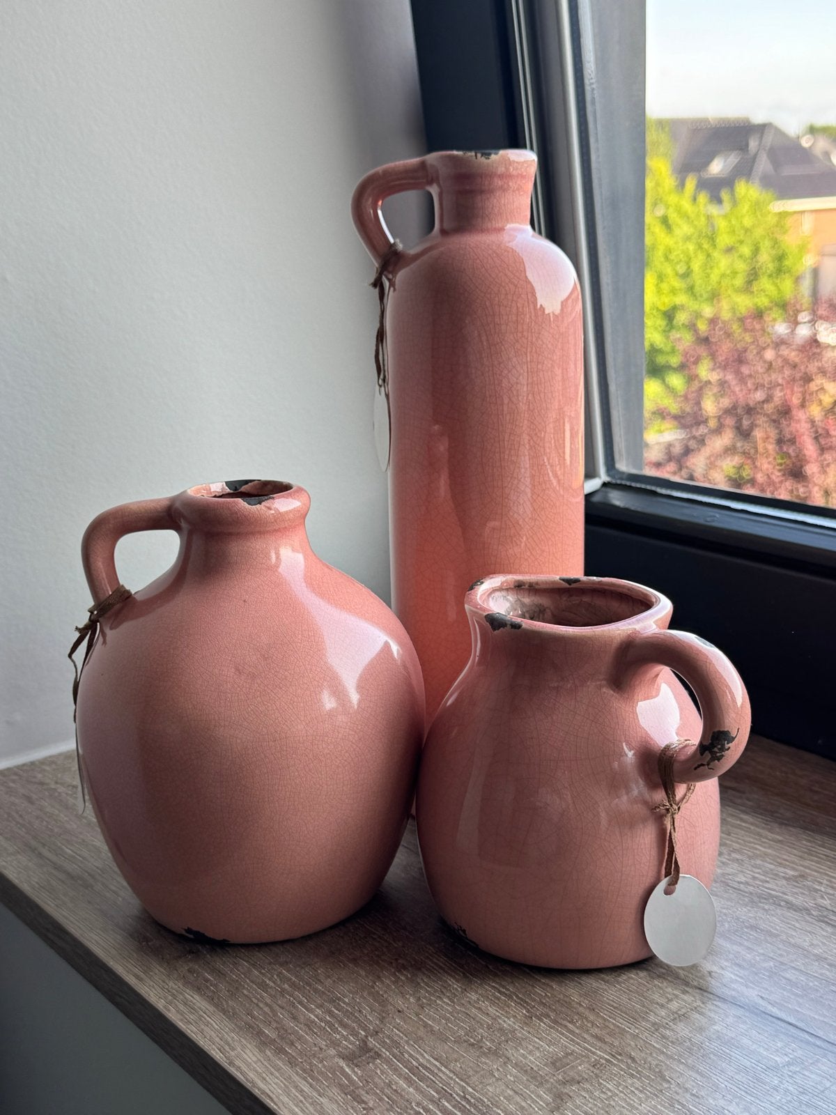 Set van 3 roze vintage vazen/kruiken, Ophalen