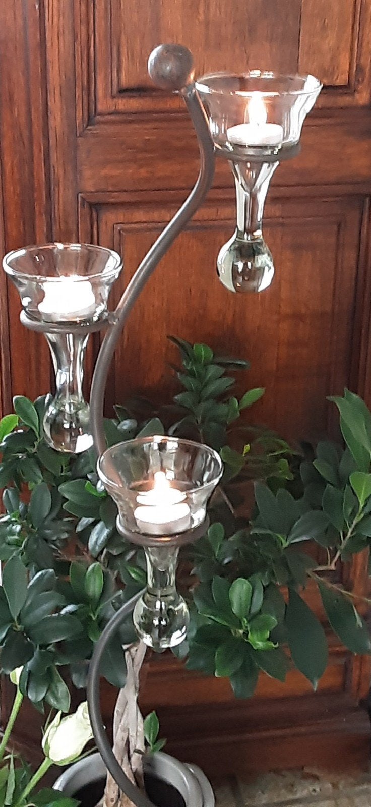 IJzeren standaard met drie waxinelichthouders, Ophalen of Verzenden