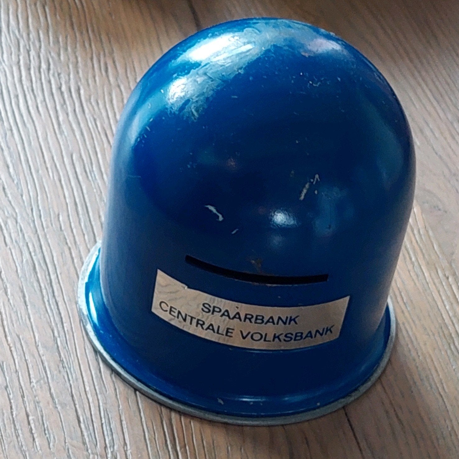 OUD EMAILLE SPAARPOT SPAARBANK CENTRALE VOLKSBANK, Verzamelen, Ophalen of Verzenden, Gebruikt, Metaal of Blik, Overige thema's