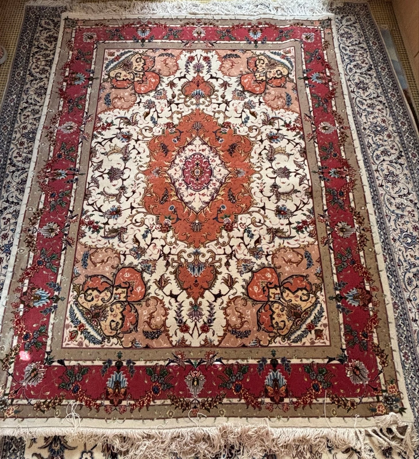 Prachtig Tabriz zijden tapijt, Huis en Inrichting, Stoffering | Tapijten en Kleden, Ophalen, 150 tot 200 cm, 200 cm of meer, Zo goed als nieuw