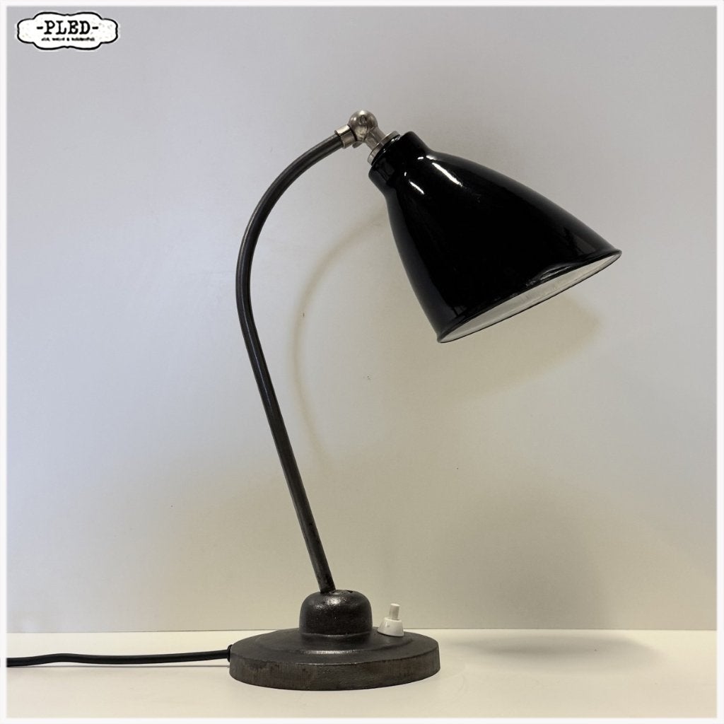 Elegante Bauhaus bureaulamp zwart geëmailleerde kap, 1930s, Antiek en Kunst, Antiek | Lampen, Ophalen of Verzenden