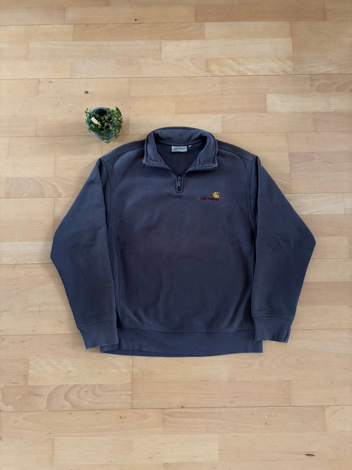 Carhartt American Script Halfzip Sweater Marineblauw S, Ophalen of Verzenden, Zo goed als nieuw, Blauw