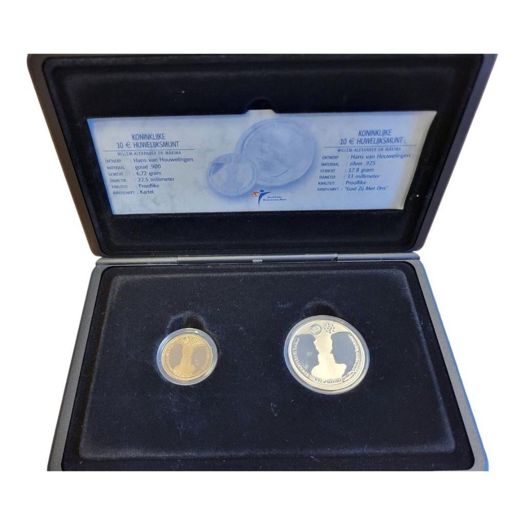 Nederland 10 euro goud +zilver Huwelijksset 2002 in cassette, Postzegels en Munten, Munten | Nederland, Setje, Koningin Beatrix