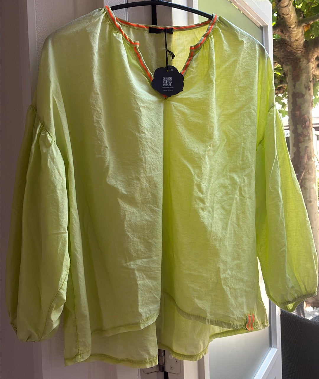 Lime groen/geel blousje made in Italy maat XL, Ophalen of Verzenden, Zo goed als nieuw, Maat 46/48 (XL) of groter, Geel