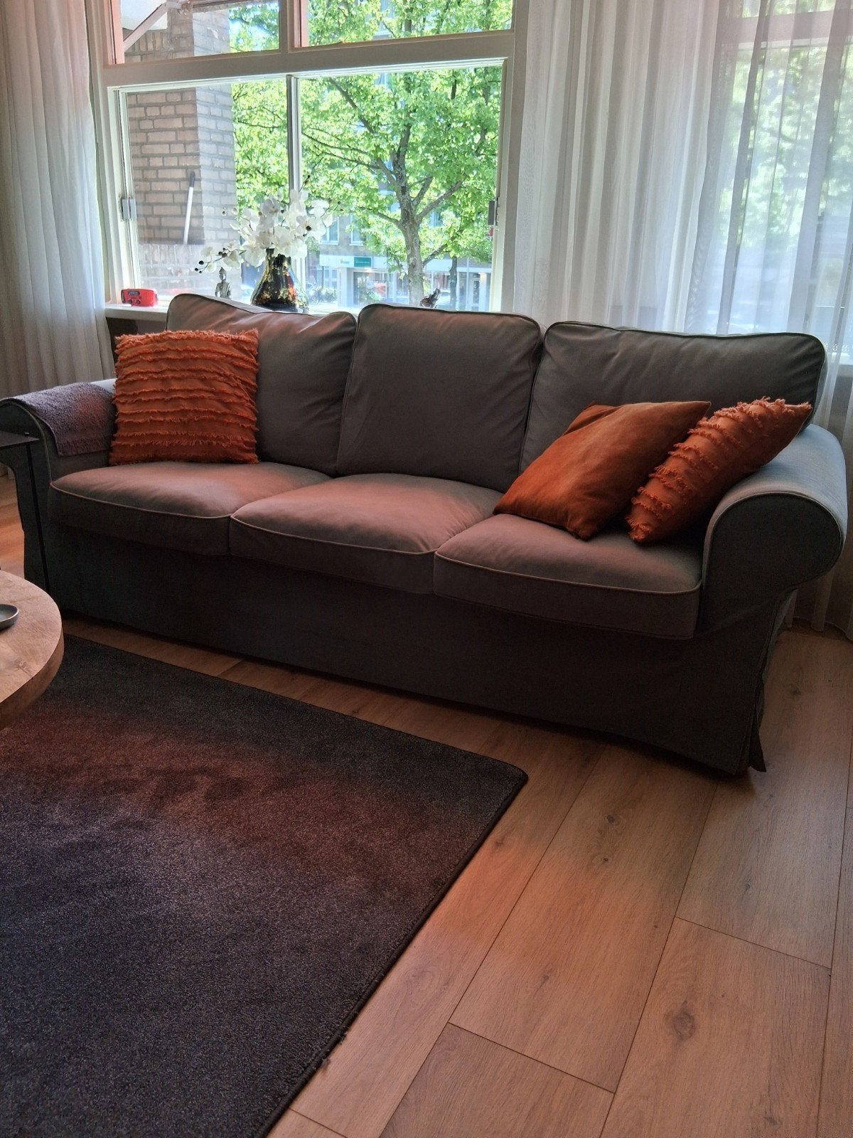 IKEA Ektorp 3-zitsbank + 2 fauteuils met extra hoezen, Ophalen, Gebruikt, Klassiek, Comfortabel, 75 tot 100 cm