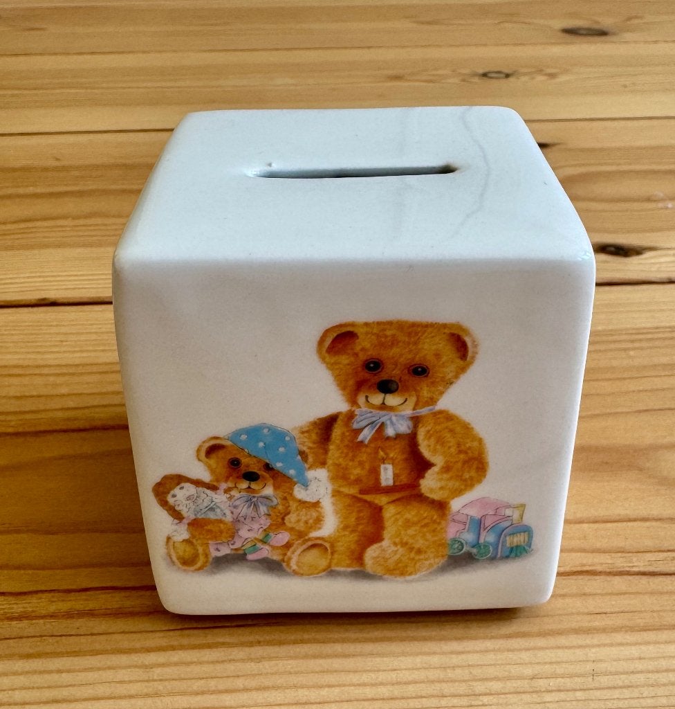 Vintage Spaarpot Baby - Keramiek Beer / Teddybeer, Ophalen of Verzenden, Zo goed als nieuw, Steen, Aardewerk of Keramiek, Dier