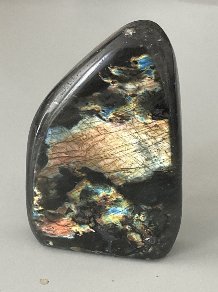 Prachtige labradoriet - heldere blauwe en gouden flash, Verzenden, Mineraal