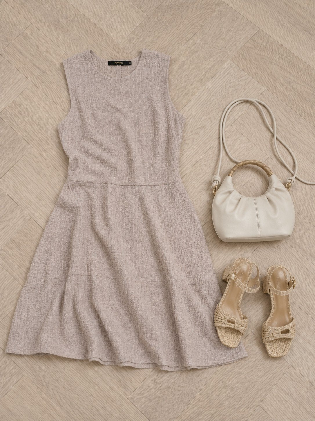 Natan Mouwloze Jurk Nude Maat 36 (S), Kleding | Dames, Verzenden, Beige, Knielengte, Maat 36 (S)