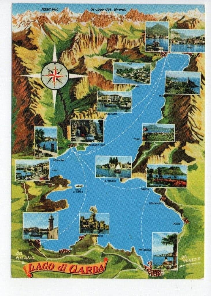Italië. Ansichtkaart Lago di Garda, Ophalen of Verzenden, 1960 tot 1980, Gelopen, Italië