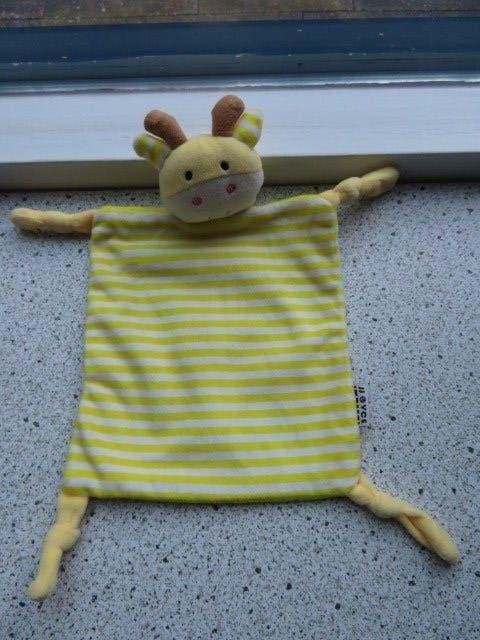 Knuffeldoek giraffe giraf merk JJ  VCE geel wit gestreept, Giraf, Geel, Ophalen of Verzenden, Zo goed als nieuw
