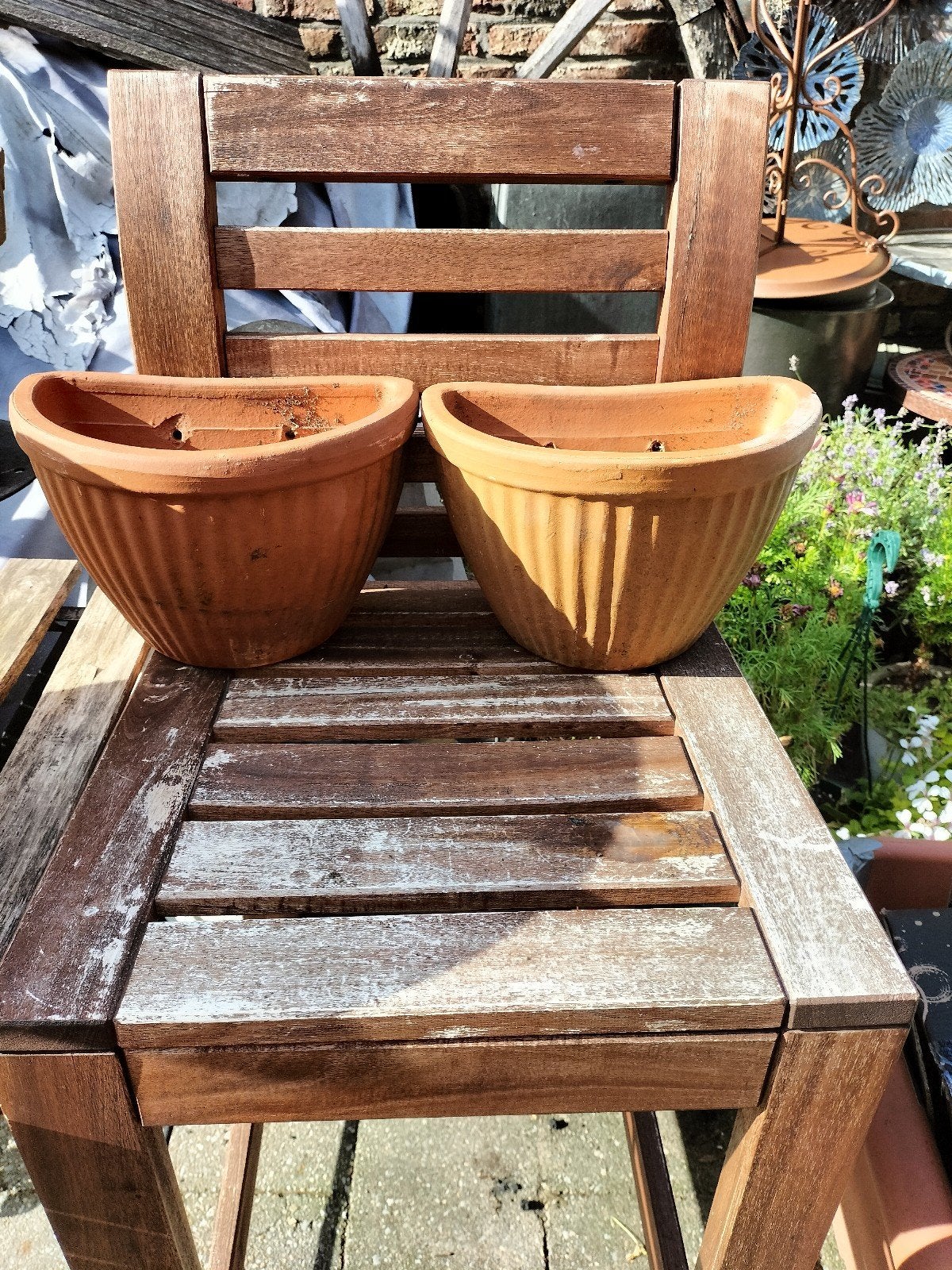 2 Terracotta Bloempotten hang, Ophalen, Overige materialen, Gebruikt, Minder dan 30 cm
