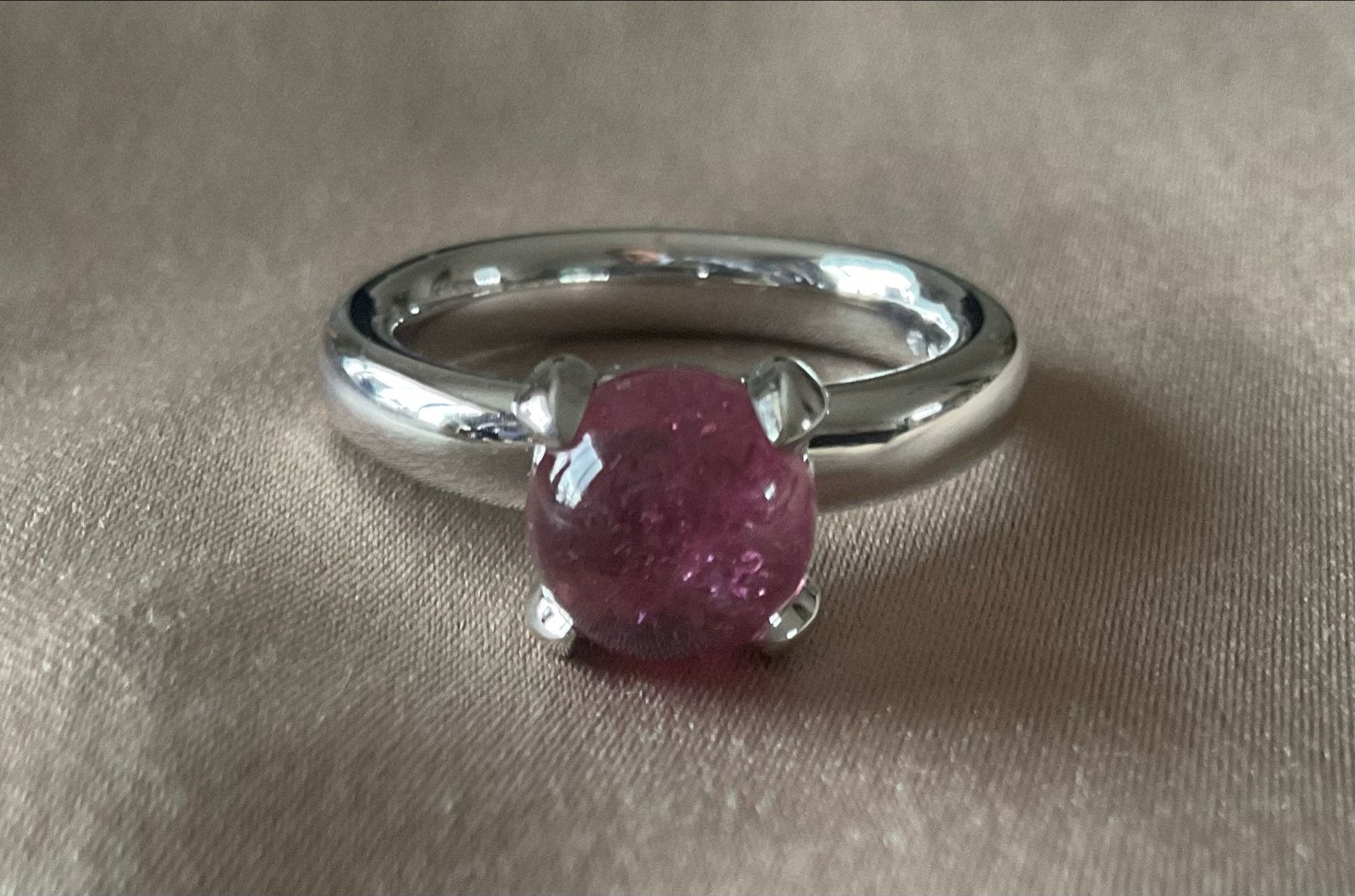 Bron Jewelry Catch ring - 14K witgoud met roze toermalijn, Ophalen, Zo goed als nieuw, 17 tot 18, Roze