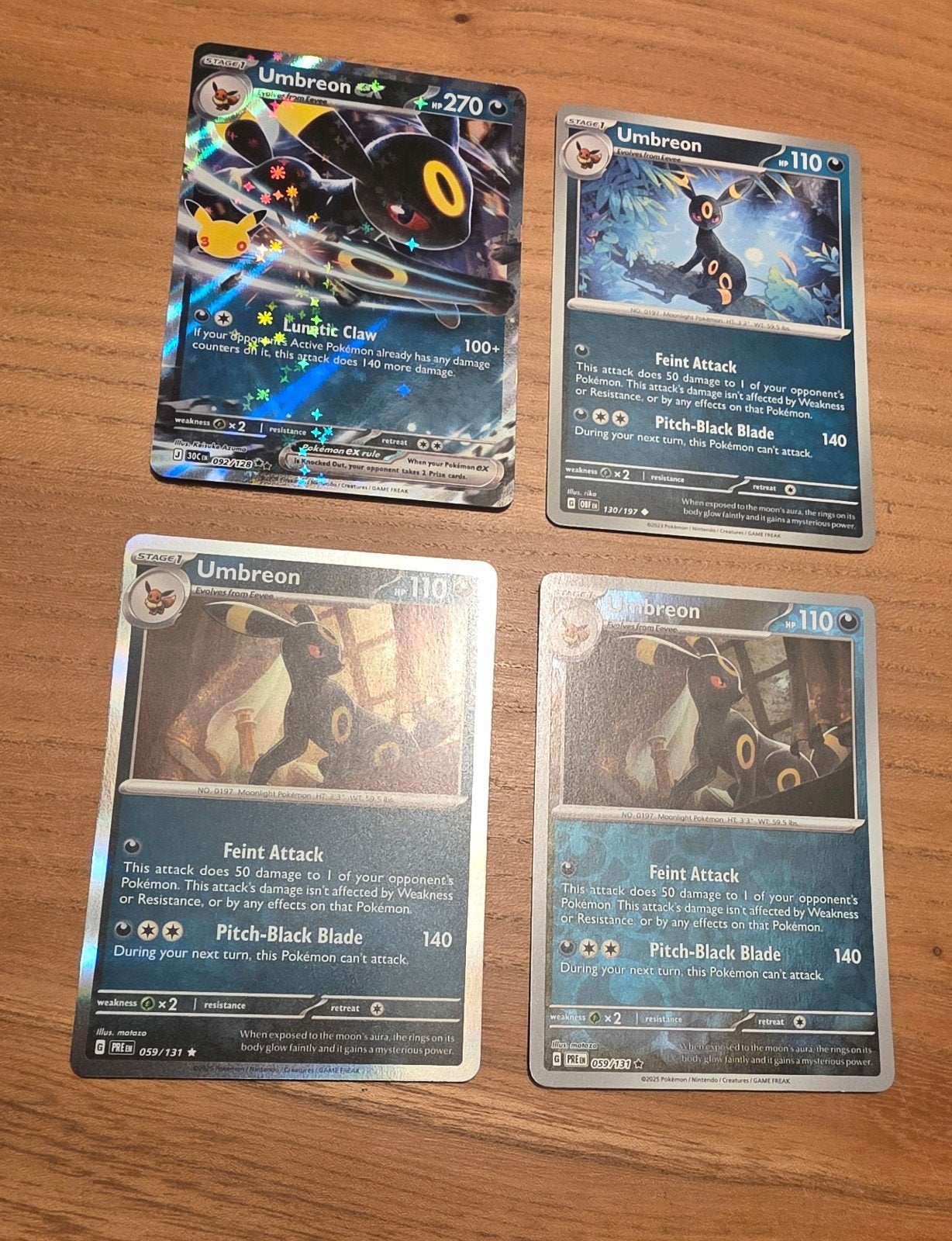 Umbreon pokemon kaarten set, Ophalen of Verzenden, Zo goed als nieuw, Meerdere kaarten