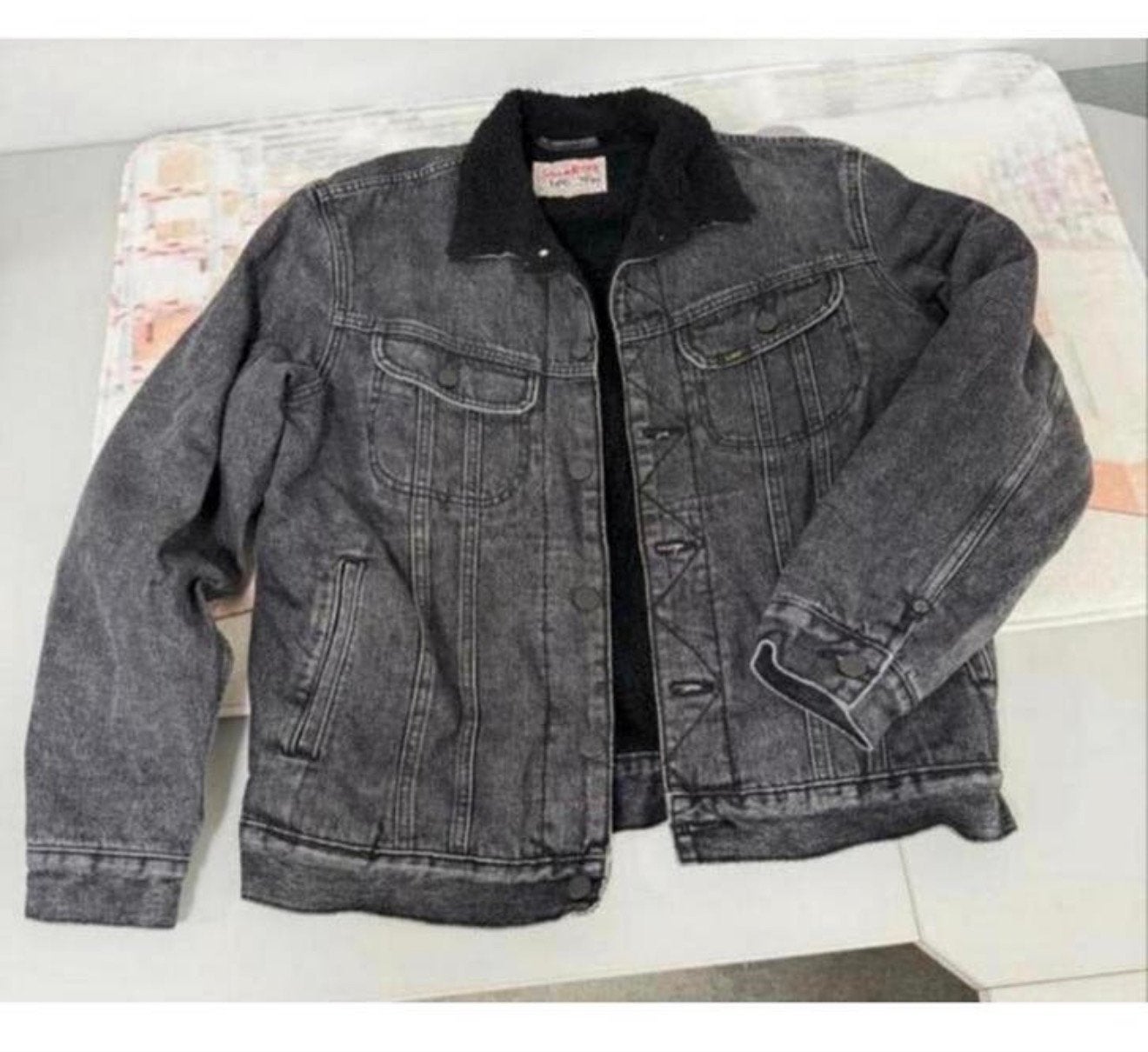 LEE STORM RIDER sherpa denim jack 1975 M donkergrijs Jas, Maat 48/50 (M), Ophalen of Verzenden, Zo goed als nieuw, H