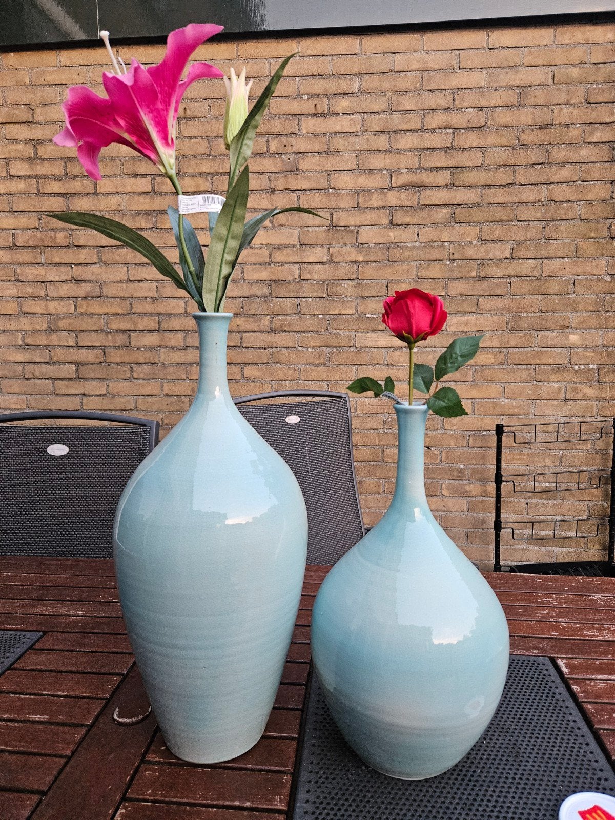 Set van 2 lichtblauwe vazen, Wick 45 en Wick 55, Ophalen
