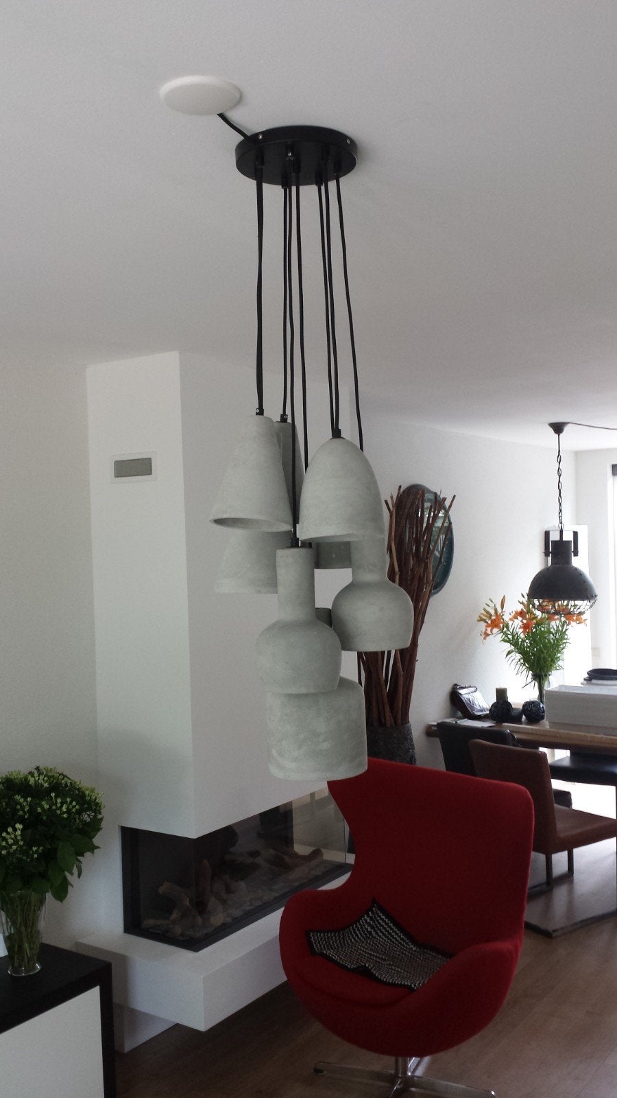 Hanglamp betonlook, Ophalen, Gebruikt, Steen/keramiek, E27 (groot)