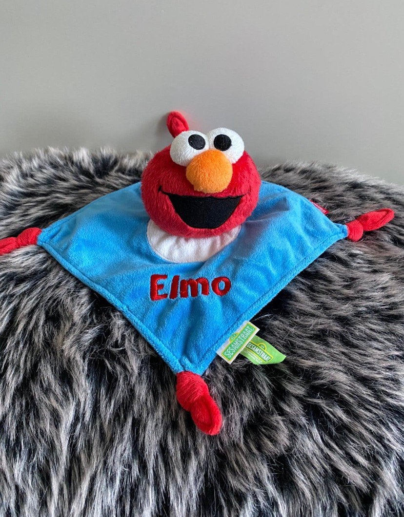 Elmo knuffeldoekje sesamstraat, blauw / rood., Verzenden, Zo goed als nieuw, Overige typen