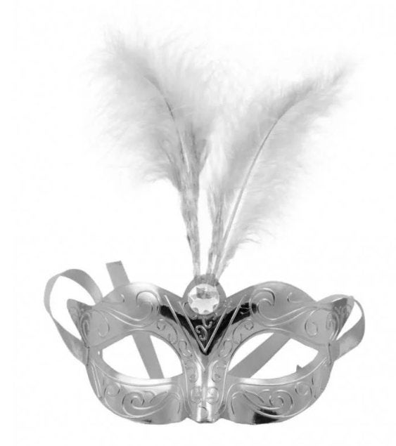 Folat - Venetiaans masker metallic zilver - Nieuw -, Maat 38/40 (M), Carnaval, Nieuw, Ophalen of Verzenden
