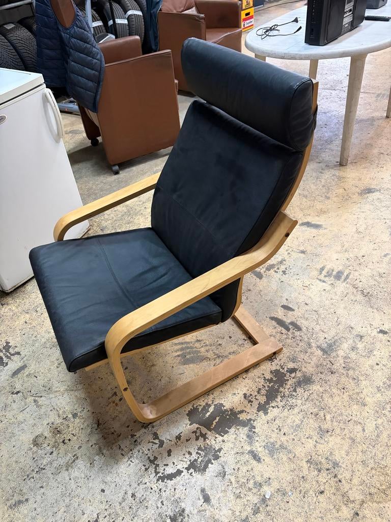 Comfortabele zwarte sky leren stoel, Ophalen, Gebruikt, Zwart, Eén