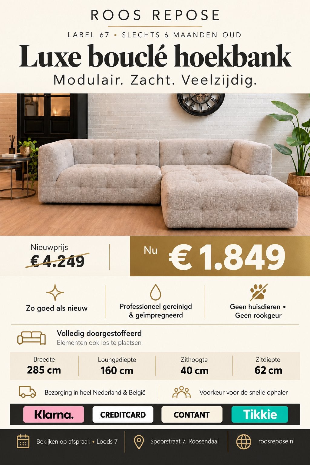 LABEL 67 Bouclé Teddy Hoekbank | Modulair | Z.g.a.n.